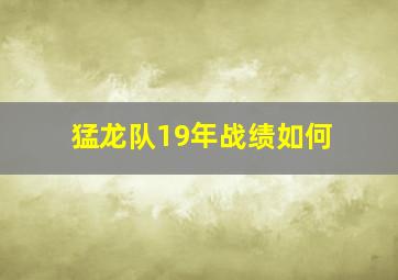 猛龙队19年战绩如何