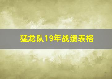 猛龙队19年战绩表格