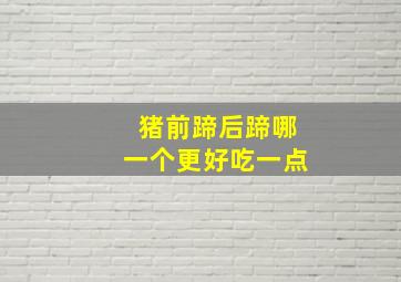 猪前蹄后蹄哪一个更好吃一点