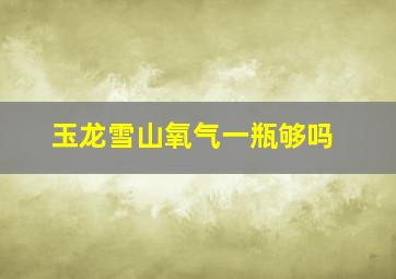 玉龙雪山氧气一瓶够吗