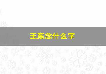 王东念什么字