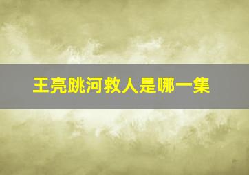 王亮跳河救人是哪一集