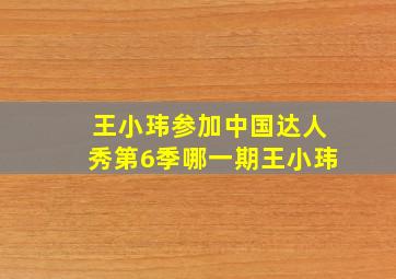 王小玮参加中国达人秀第6季哪一期王小玮