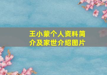 王小蒙个人资料简介及家世介绍图片