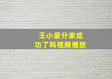 王小蒙分家成功了吗视频播放