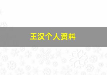 王汉个人资料