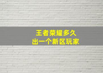 王者荣耀多久出一个新区玩家