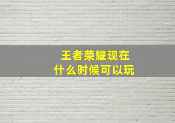 王者荣耀现在什么时候可以玩