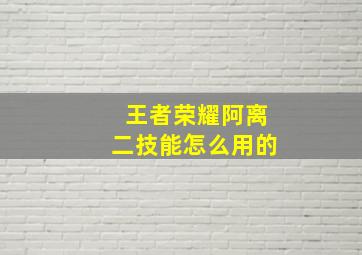 王者荣耀阿离二技能怎么用的