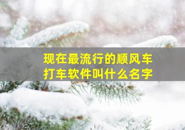 现在最流行的顺风车打车软件叫什么名字