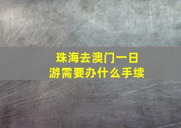 珠海去澳门一日游需要办什么手续