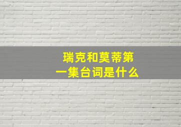 瑞克和莫蒂第一集台词是什么