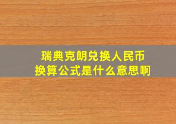 瑞典克朗兑换人民币换算公式是什么意思啊