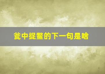 瓮中捉鳖的下一句是啥