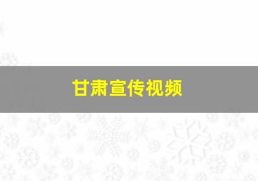 甘肃宣传视频