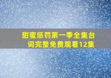 甜蜜惩罚第一季全集台词完整免费观看12集