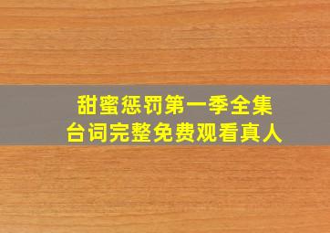 甜蜜惩罚第一季全集台词完整免费观看真人