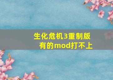 生化危机3重制版有的mod打不上