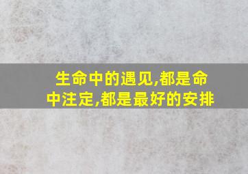 生命中的遇见,都是命中注定,都是最好的安排