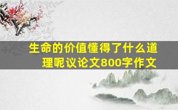 生命的价值懂得了什么道理呢议论文800字作文