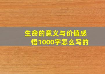 生命的意义与价值感悟1000字怎么写的