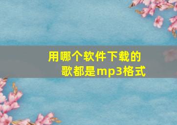 用哪个软件下载的歌都是mp3格式