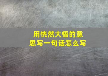 用恍然大悟的意思写一句话怎么写