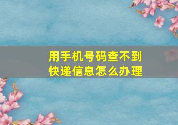 用手机号码查不到快递信息怎么办理