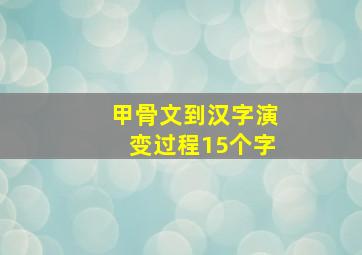 甲骨文到汉字演变过程15个字