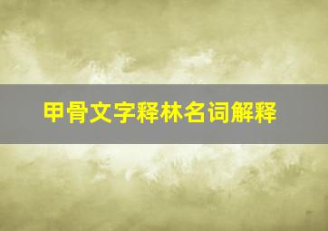 甲骨文字释林名词解释