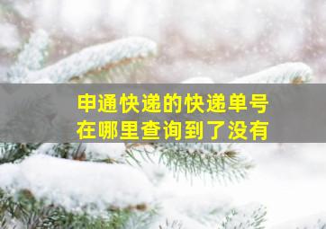 申通快递的快递单号在哪里查询到了没有