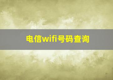 电信wifi号码查询