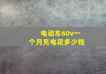 电动车60v一个月充电花多少钱