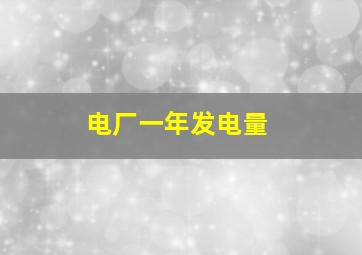 电厂一年发电量