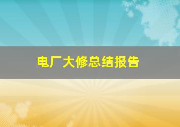 电厂大修总结报告