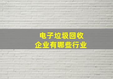 电子垃圾回收企业有哪些行业