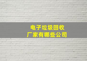 电子垃圾回收厂家有哪些公司