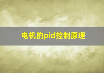 电机的pid控制原理