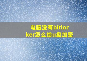 电脑没有bitlocker怎么给u盘加密