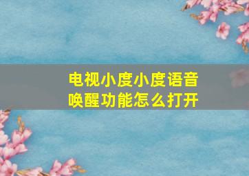 电视小度小度语音唤醒功能怎么打开