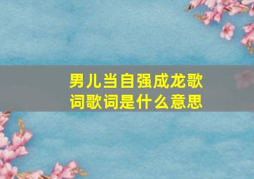 男儿当自强成龙歌词歌词是什么意思