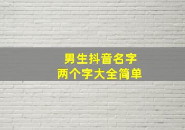 男生抖音名字两个字大全简单