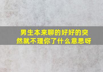 男生本来聊的好好的突然就不理你了什么意思呀