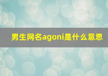 男生网名agoni是什么意思