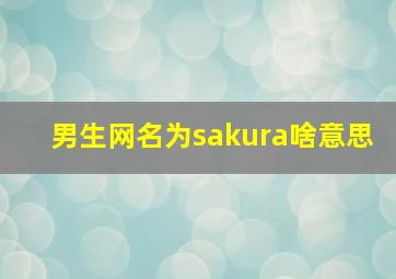 男生网名为sakura啥意思