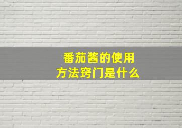 番茄酱的使用方法窍门是什么