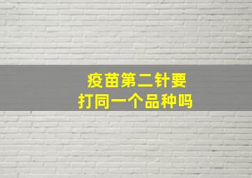 疫苗第二针要打同一个品种吗