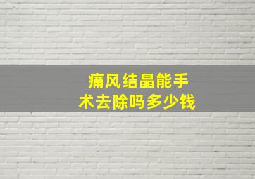 痛风结晶能手术去除吗多少钱