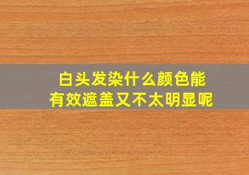 白头发染什么颜色能有效遮盖又不太明显呢