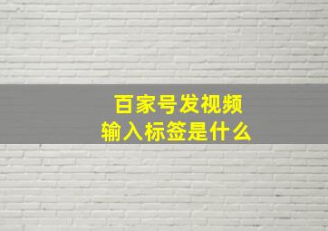 百家号发视频输入标签是什么